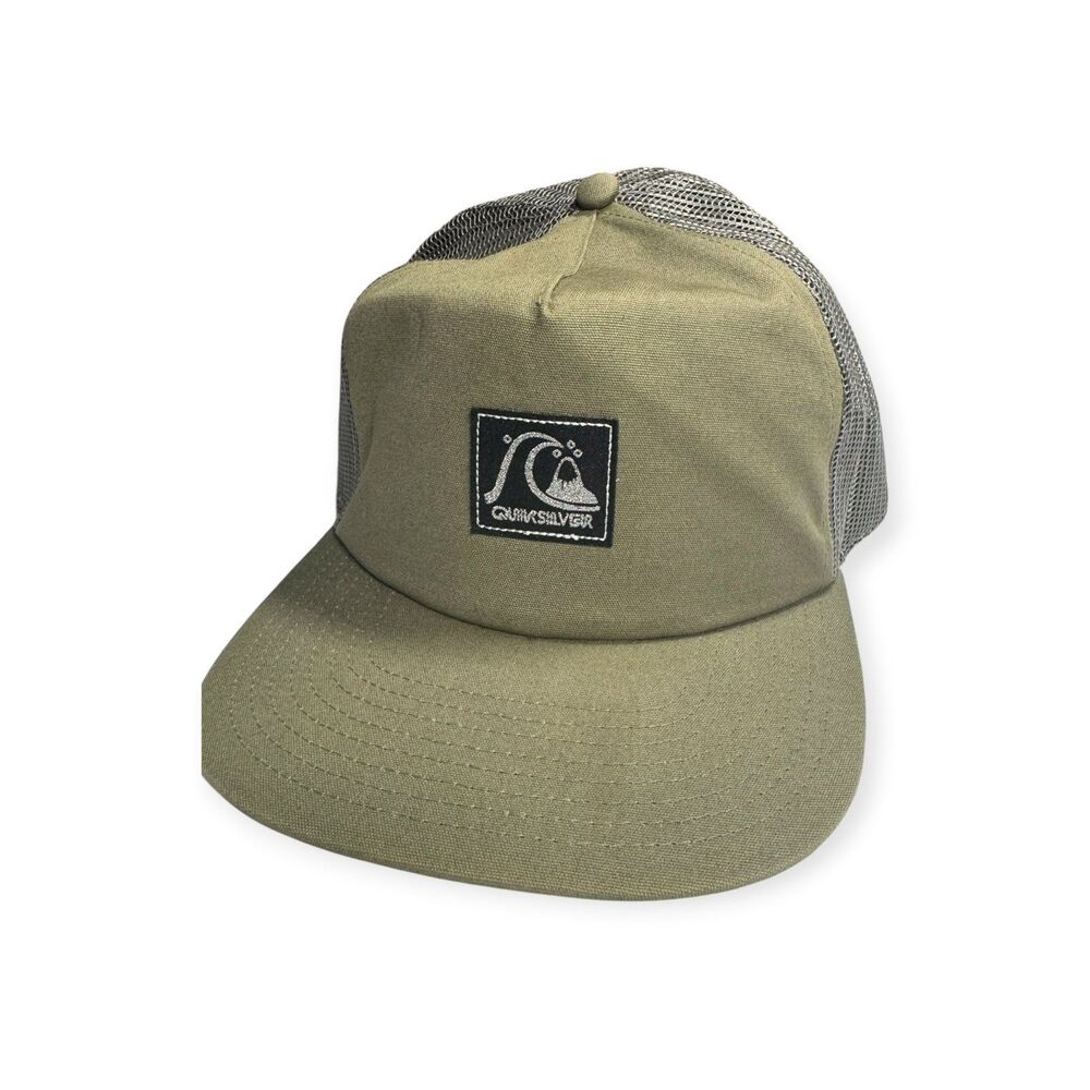 Quiksilver Tan Logo Snapback Hat Adjustable Mesh Back Trucker Hat Skater Retro